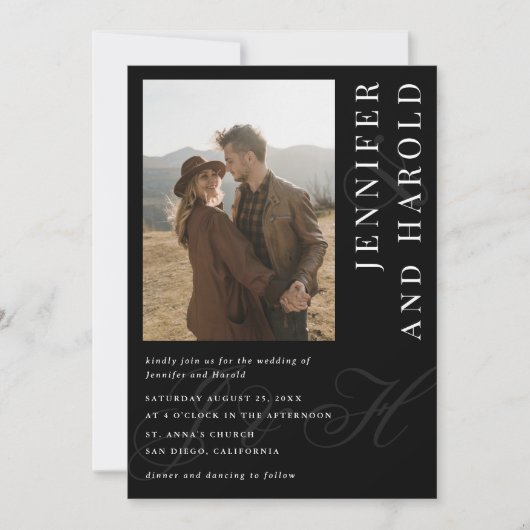 Foto QR Code Ampersand Zwart Alles in een bruiloft Kaart (Voorkant)