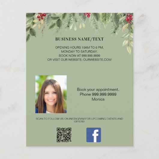 Foto qr code beauty make-up kerst promotie flyer (Voorkant)