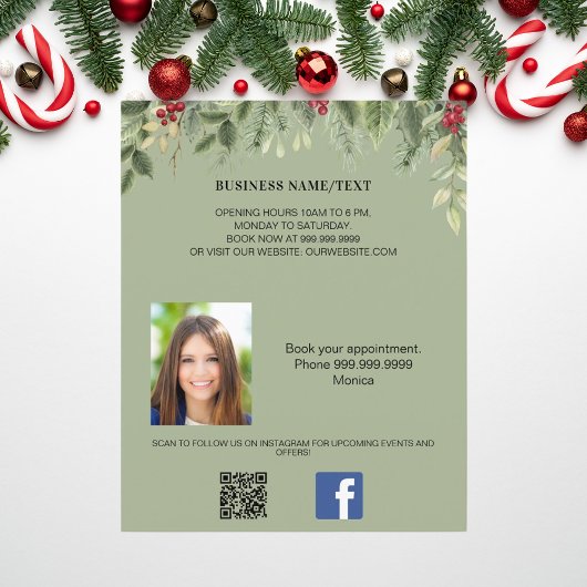 Foto qr code beauty make-up kerst promotie flyer