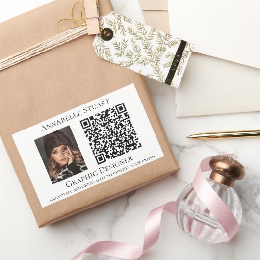 Foto QR code Bedrijf Bedrijf Rechthoekige Sticker (Geschenken)