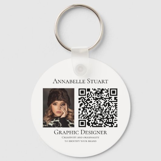 Foto QR-code Bedrijf Bedrijfs Groot Sleutelhanger (Voorkant)