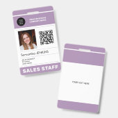 Foto QR CODE bedrijfslogo naam personeels-ID Badge (Voor- en achterkant)