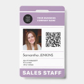 Foto QR CODE bedrijfslogo naam personeels-ID Badge (Voorzijde)