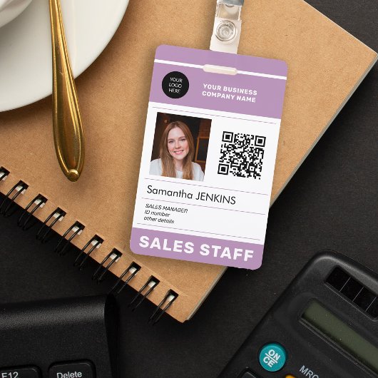 Foto QR CODE bedrijfslogo naam personeels-ID Badge