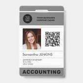 Foto QR CODE bedrijfslogo naam personeels-ID Badge (Voorzijde)