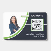 Foto QR-code bedrijfsmedewerker naam groen Badge (Voorzijde)
