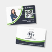 Foto QR-code bedrijfsmedewerker naam groen Badge (Voor- en achterkant)