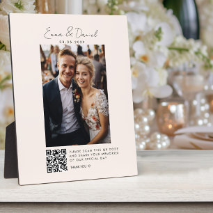 Foto QR Code Beige Wedding Fotoplaat