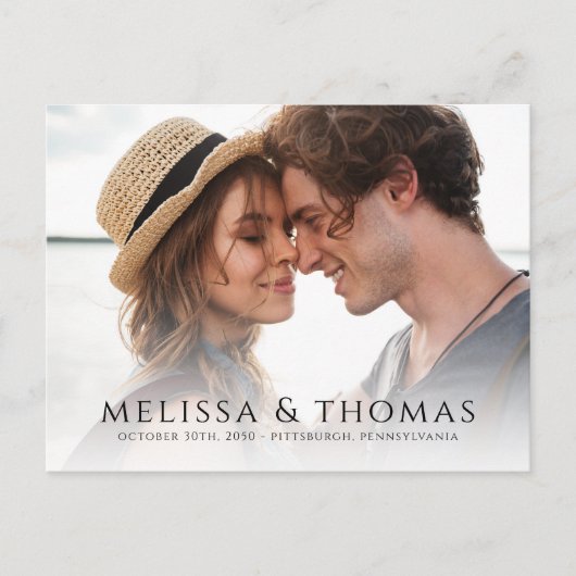 Foto QR Code Bewaar de datum Classic Elegant Aankondigingskaart (Voorkant)