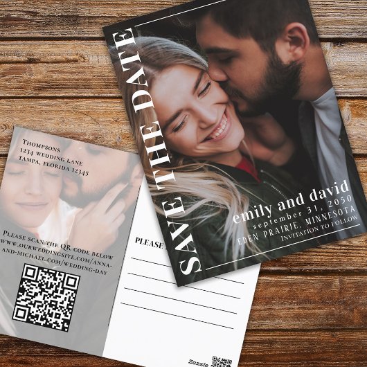Foto QR Code Bewaar de Datum Modern Minimalistisch Briefkaart