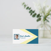 Foto QR CODE Blauw Kobalt Wit Geel Geometrisch Visitekaartje (Staand voorkant)