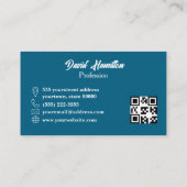 Foto QR CODE Blauw Kobalt Wit Geel Geometrisch Visitekaartje (Achterkant)