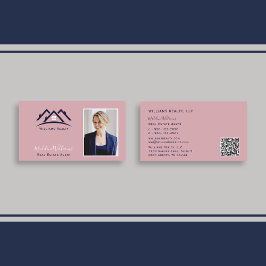Foto QR Code Blush Pink Real Estate Agent Busine Visitekaartje