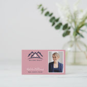 Foto QR Code Blush Pink Real Estate Agent Busine Visitekaartje (Staand voorkant)