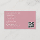 Foto QR Code Blush Pink Real Estate Agent  Visitekaartje (Achterkant)
