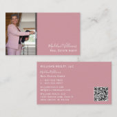 Foto QR Code Blush Pink Real Estate Agent  Visitekaartje (Voorkant / Achterkant)