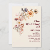 Foto QR Code Boho Herfst Wildflower Bruiloft Kaart (Voorkant)