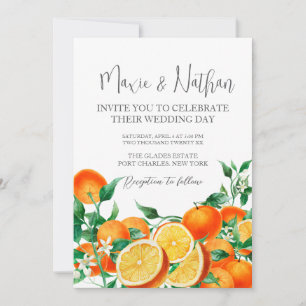 Foto QR Code Boho Sinaasappel Blossom Wedding Kaart