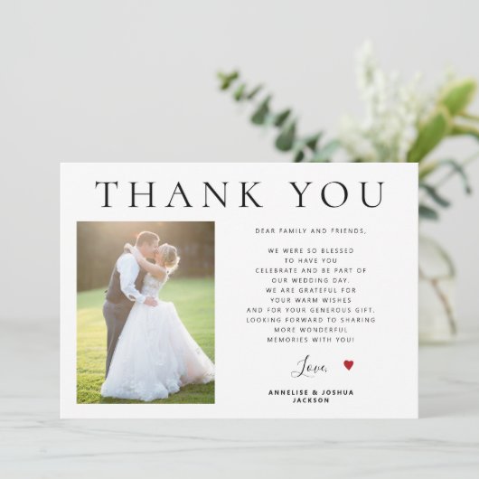 Foto QR code bold typografie bruiloft Bedankkaart (Staand voorkant)