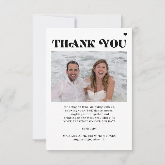 Foto QR code bold typografie bruiloft Bedankkaart (Voorkant)