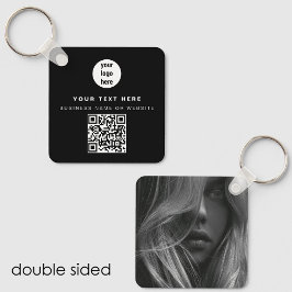 Foto QR Code Business Logo Black Business Sleutelhanger