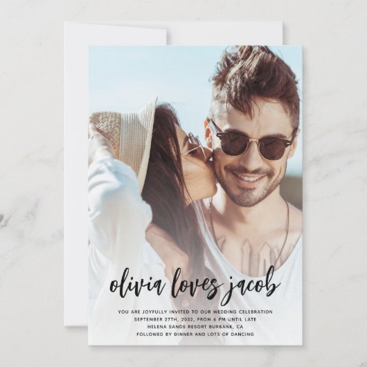 Foto QR Code Casual bruiloft Kaart (Voorkant)