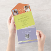 Foto QR Code Citrus Groene Trouwdag All In One Uitnodiging (Afscheurbaar)
