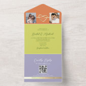Foto QR Code Citrus Groene Trouwdag All In One Uitnodiging (Binnen)