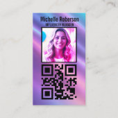 Foto QR Code Contact Pictogrammen Trendy achtergro Visitekaartje (Voorkant)