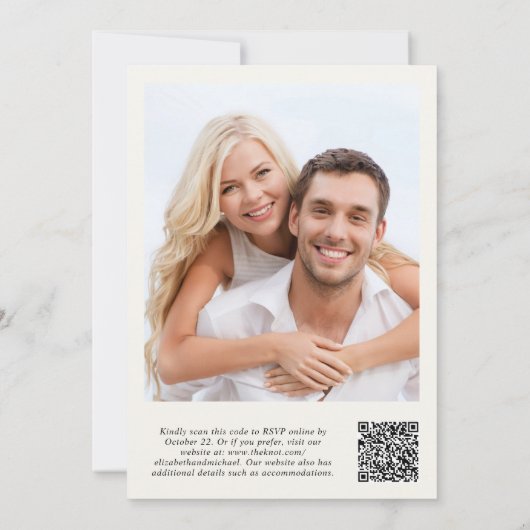 Foto QR Code Cream Achtergrond voor Vellum Overlay Kaart (Achterkant)