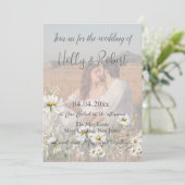 Foto QR Code Daisy Wedding Kaart (Staand voorkant)