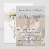 Foto QR Code Daisy Wedding Kaart (Voorkant / Achterkant)