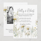 Foto QR Code Daisy Wedding Kaart (Voorkant / Achterkant)