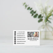 foto - qr - code en pictogrammen voor sociale medi visitekaartje (Staand voorkant)
