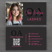 Foto QR Code Eye Lashes Technician Hot Pink Black Visitekaartje