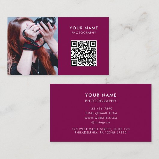 Foto QR Code, Fotograaf Fotografie Visitekaartje (Voorkant / Achterkant)