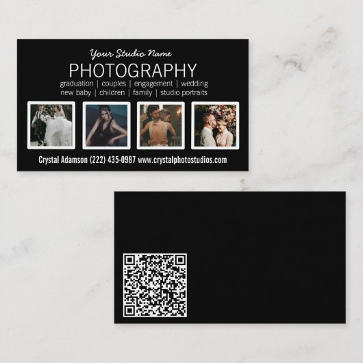 Foto QR-code | Fotografie zwart Visitekaartje (Voorkant / Achterkant)