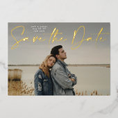 Foto QR code Gold Foil Save the Date Kaart (Voorkant)