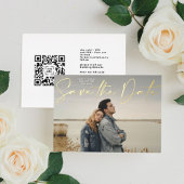 Foto QR code Gold Foil Save the Date Kaart
