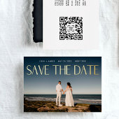 Foto QR code Gold Foil Save the Date Kaart