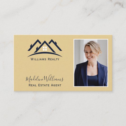 Foto QR Code Gold Real Estate Agent Visitekaartje (Voorkant)