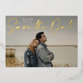 Foto QR-code goud folie Save The Date kaart (Voorkant)