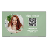 Foto QR-code Groen Modern Magnetisch Visitekaartje (Voorkant)