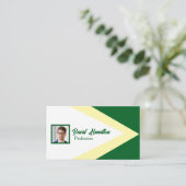 Foto QR CODE Groen Wit Geel Geometrisch Visitekaartje (Staand voorkant)