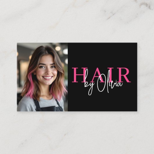 Foto QR Code Haarstylist Typografie Visitekaartje (Voorkant)