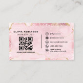 Foto QR Code Hair Stylist Roze Agaat Marmer Visitekaartje (Achterkant)