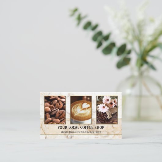 Foto QR-code Koffie Winkelen Visitekaartje (Staand voorkant)