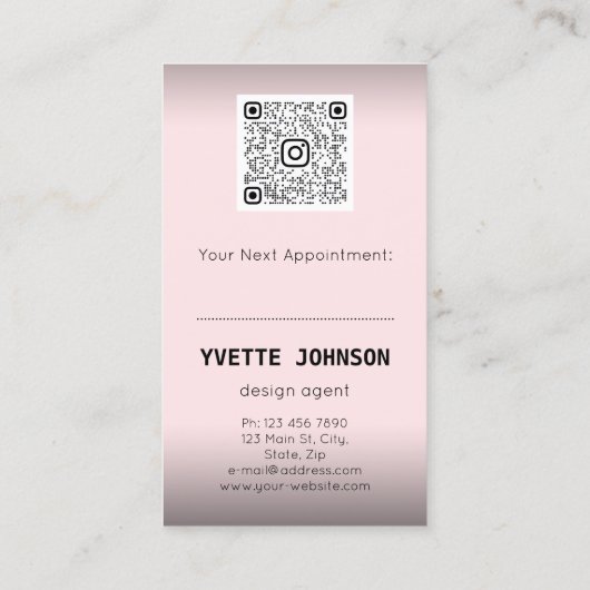 Foto Qr Code Logo Professional Consulting Roze Visitekaartje (Achterkant)