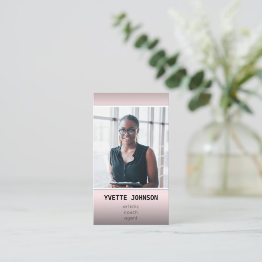 Foto Qr Code Logo Professional Consulting Roze Visitekaartje (Staand voorkant)