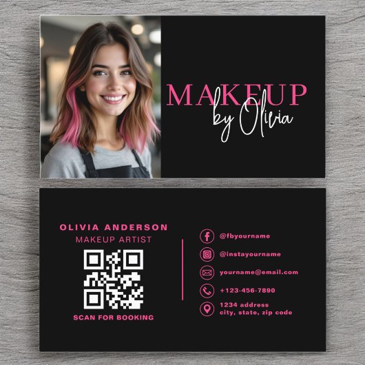 Foto QR Code Make-up Artist Hot Pink Visitekaartje